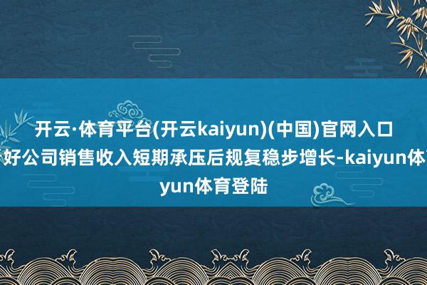 开云·体育平台(开云kaiyun)(中国)官网入口登录看好公司销售收入短期承压后规复稳步增长-kaiyun体育登陆