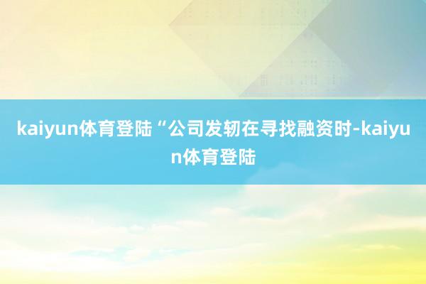 kaiyun体育登陆“公司发轫在寻找融资时-kaiyun体育登陆